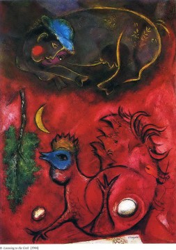Dem Cock Zeitgenosse Marc Chagall zuhören Ölgemälde